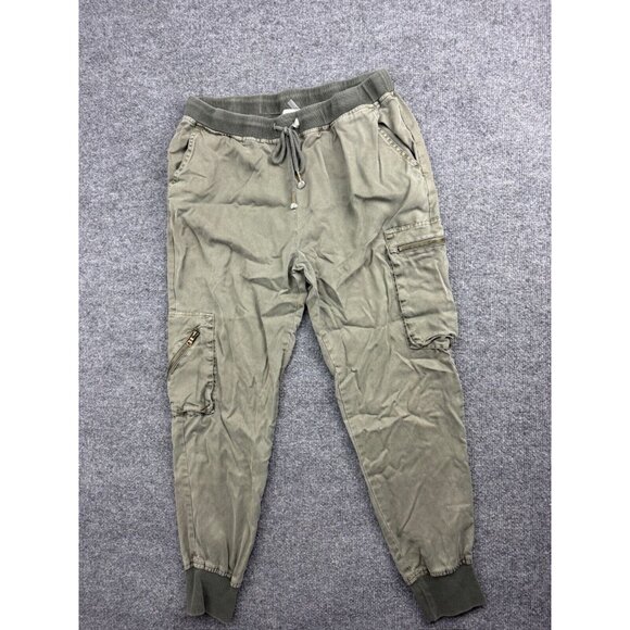 Young Fabulous & Broke Jogger Pants Women's S Green Cargo Pockets Drawstring - Picture 1 of 8